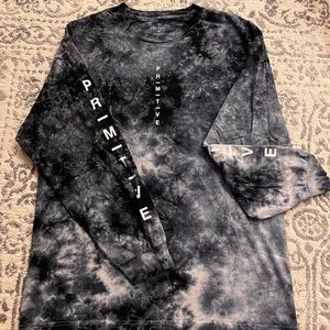 Mens Long-Sleeve PRIMITIVE B&W Tie-Dye Design